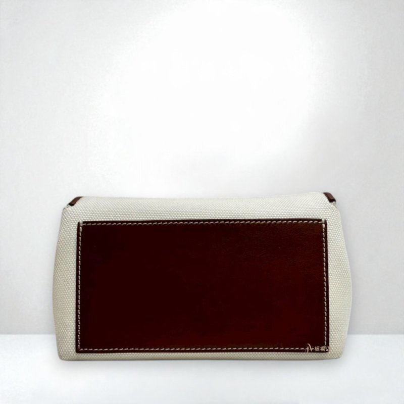 JS0569-BURBERRY 帆布拚咖色皮革Horseferry側背包-3