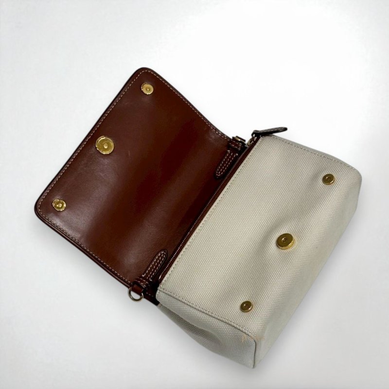 JS0569-BURBERRY 帆布拚咖色皮革Horseferry側背包-5