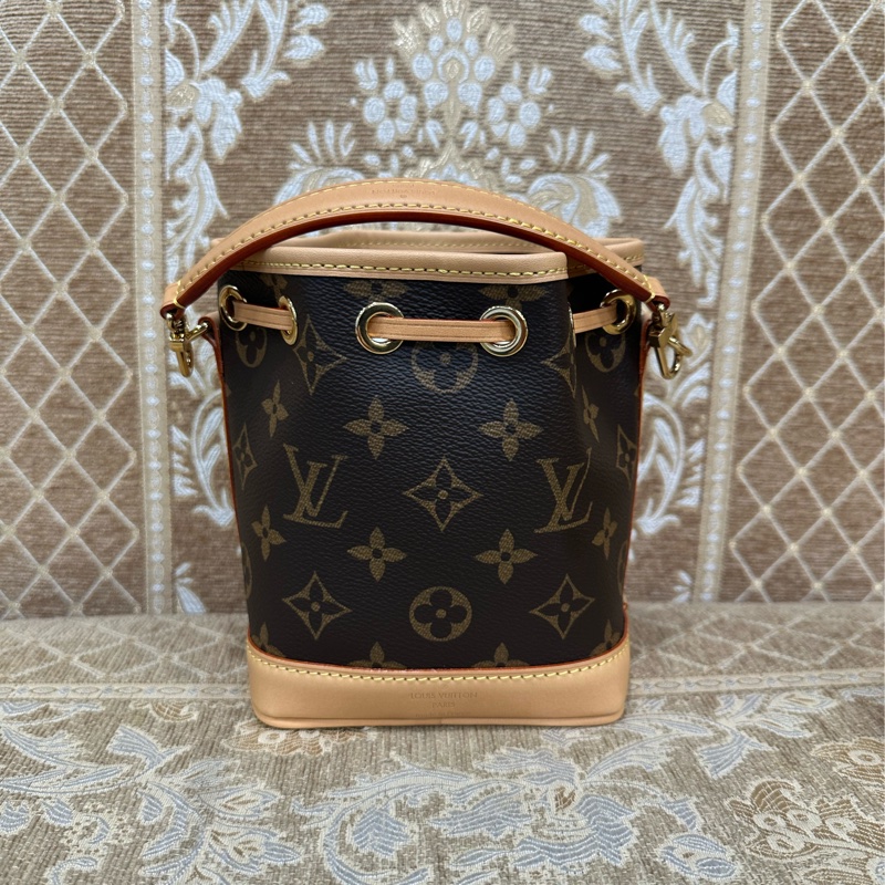 LV 原花金釦Nano Noe手提斜背水桶包M81266-1