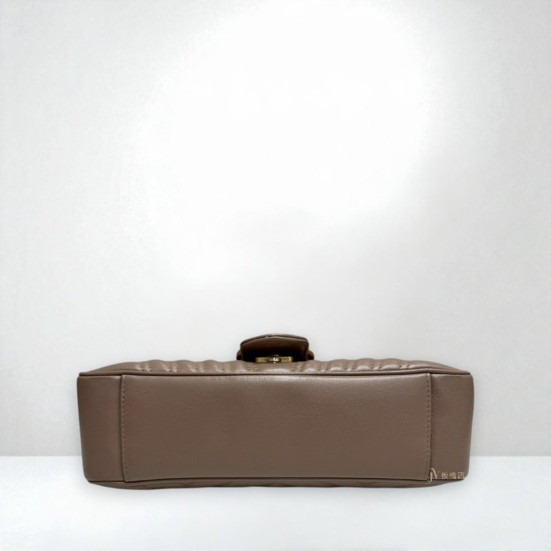 JS0835-Gucci Marmont裸粉色金釦中號下蓋斜背包 443497-4