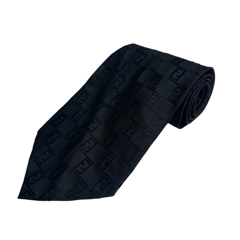 FENDI 黑色老花領帶 領結 絲綢 義大利製（中古）