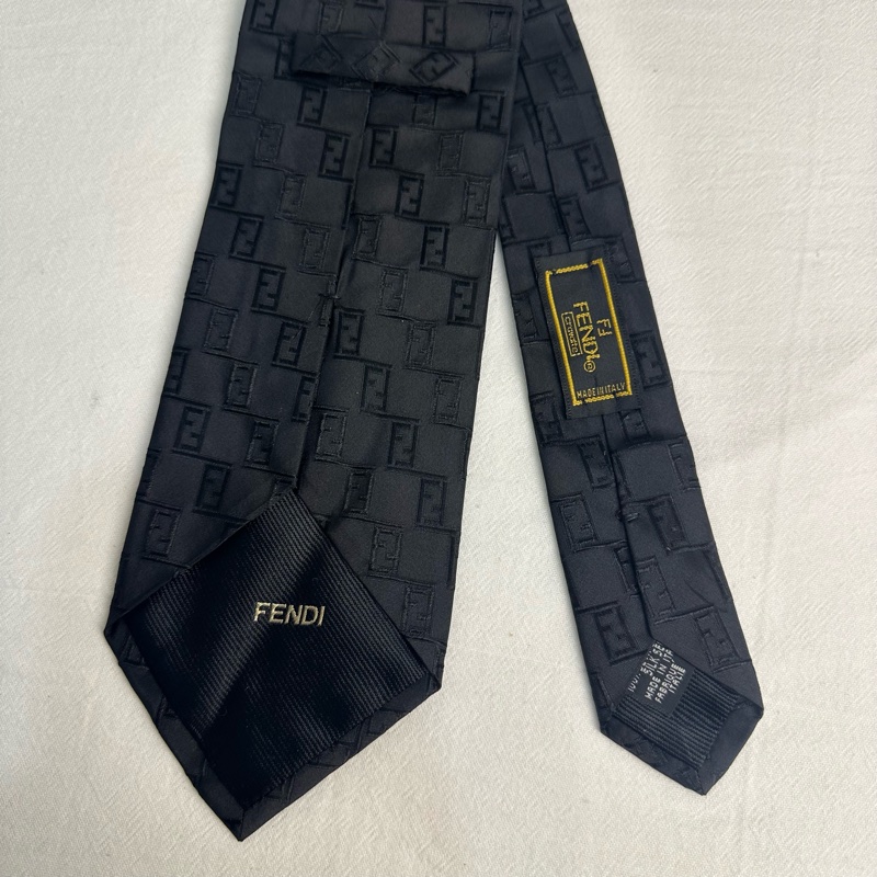 FENDI 黑色老花領帶 領結 絲綢 義大利製（中古）-2