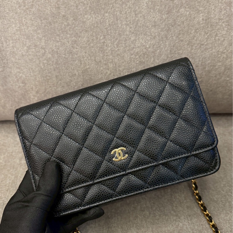 香奈兒黑金荔枝皮woc-1