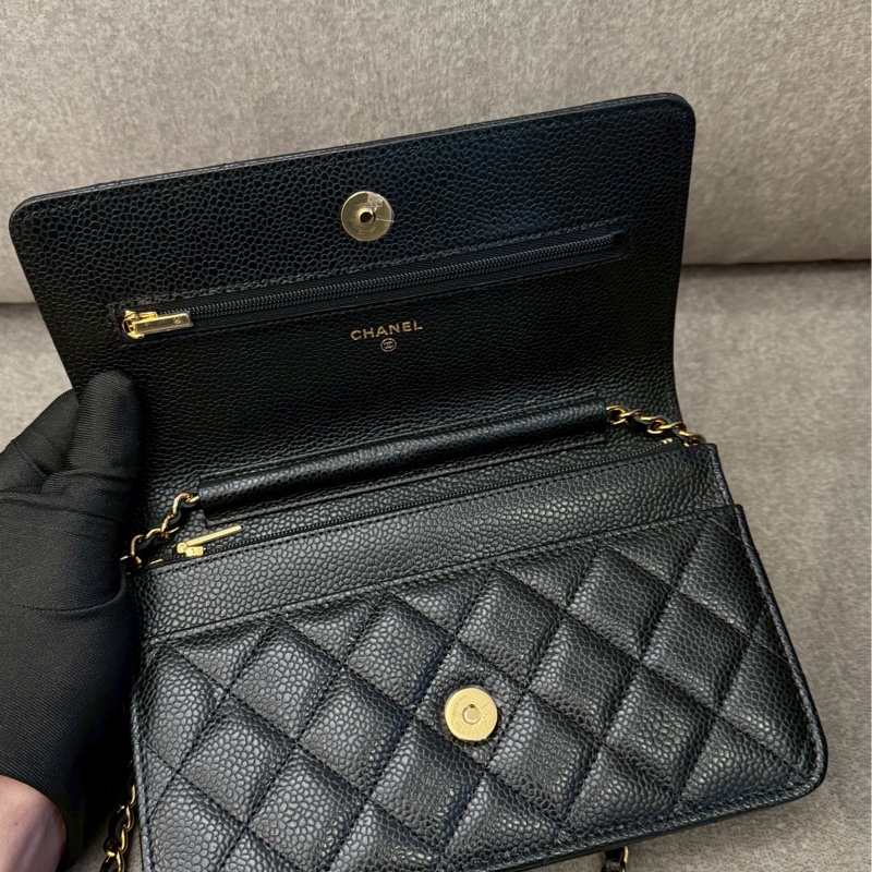 香奈兒黑金荔枝皮woc-3