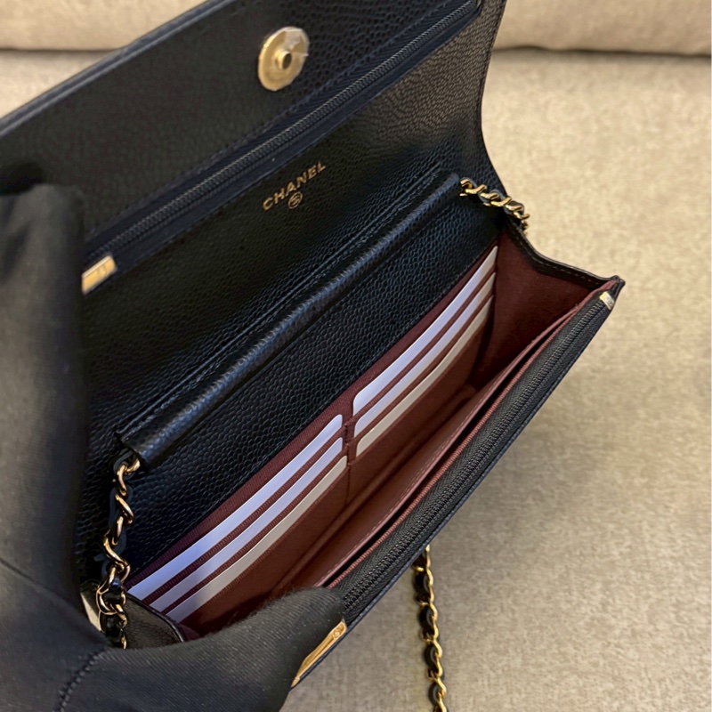 香奈兒黑金荔枝皮woc-7