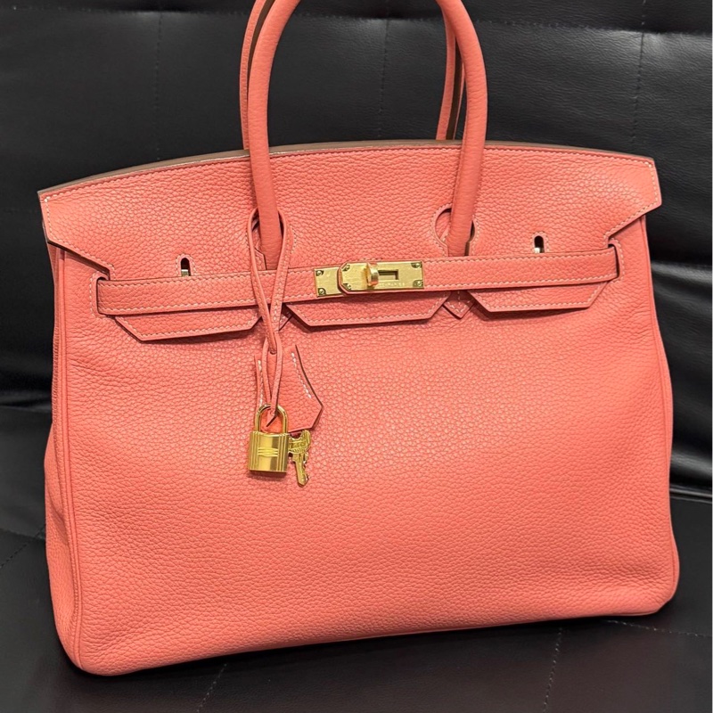 HERMÈS 愛馬仕 Birkin 35 龍蝦粉 TOGO皮 金扣 框Q刻-0
