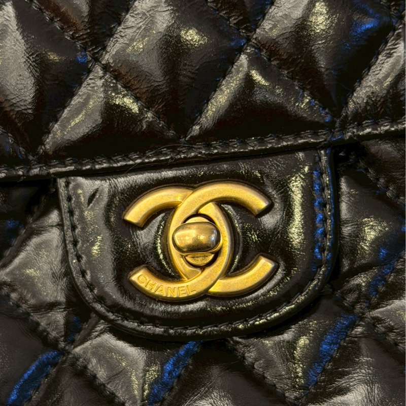 香奈兒黑色亮皮天貓-5