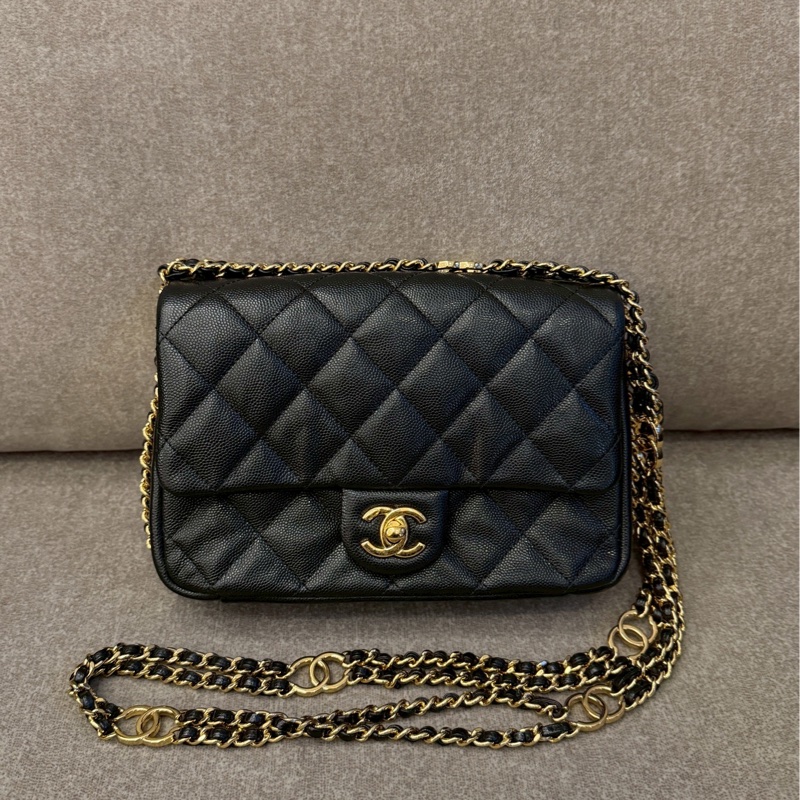 香奈兒黑金23c雙鏈包-0