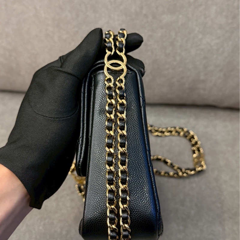 香奈兒黑金23c雙鏈包-5