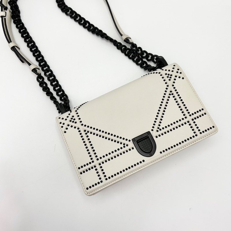 DIOR白色肩背斜背盾牌包22*13*6 98新配件塵袋-3