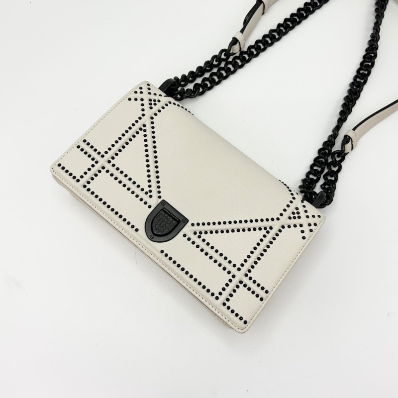 DIOR白色肩背斜背盾牌包22*13*6 98新配件塵袋-5