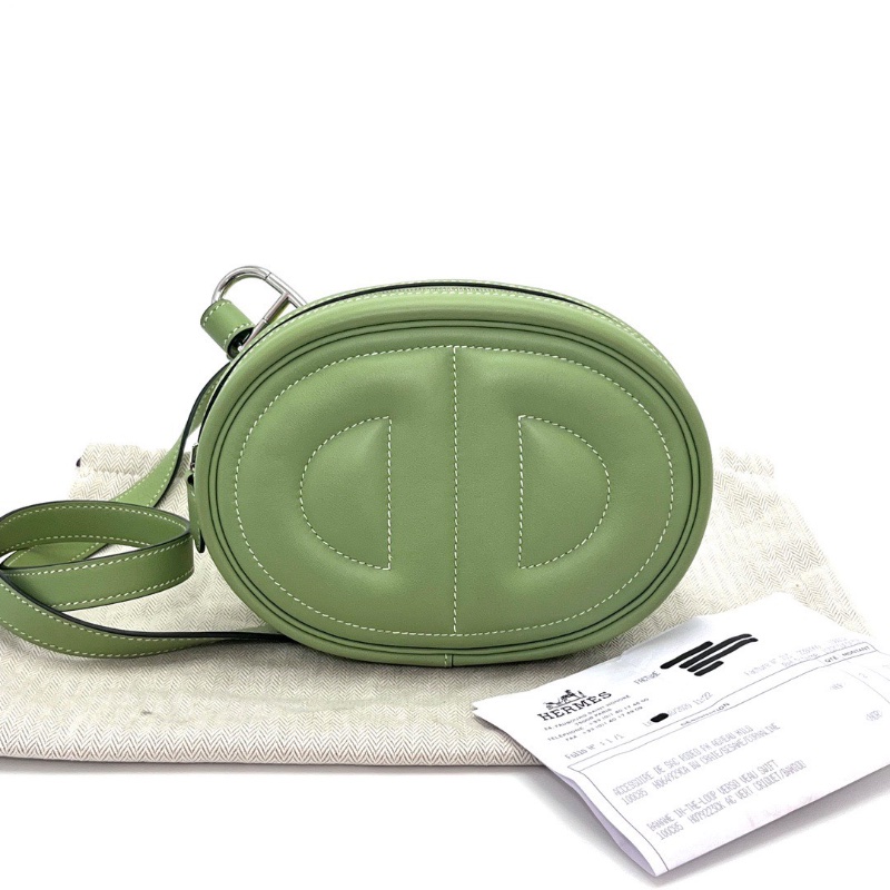 HERMES 酪梨銀扣豬鼻子 In the Loop腰包13*19*4 98新配件塵袋購證-1