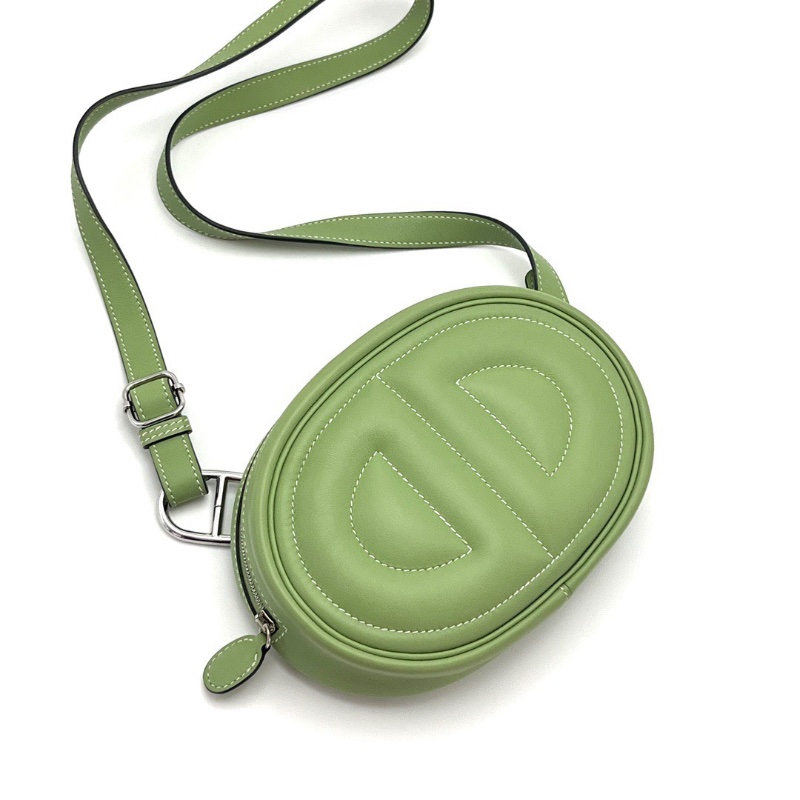 HERMES 酪梨銀扣豬鼻子 In the Loop腰包13*19*4 98新配件塵袋購證-3