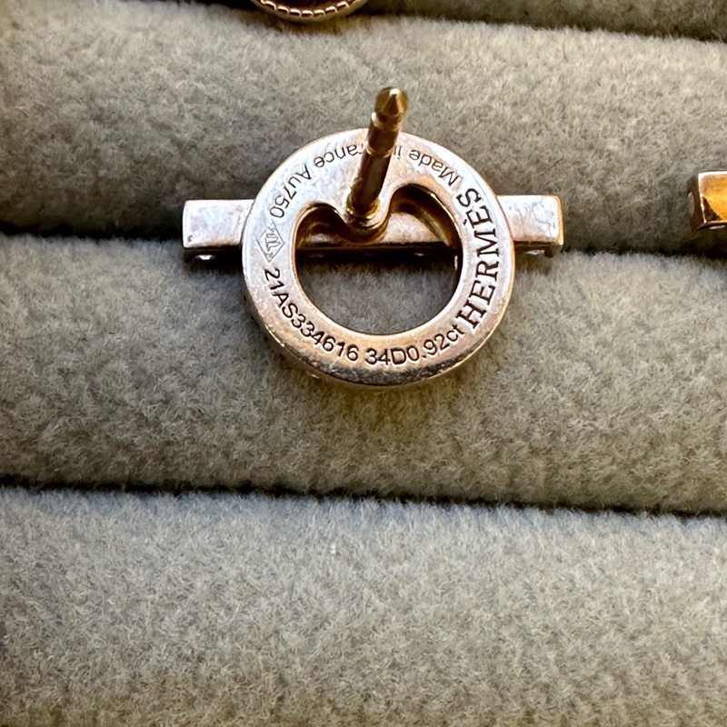 Hermès Finesse 小Q耳釘 玫瑰金滿-2