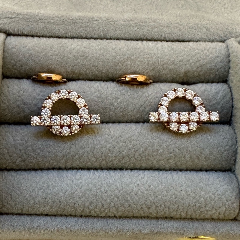 Hermès Finesse 小Q耳釘 玫瑰金滿-5