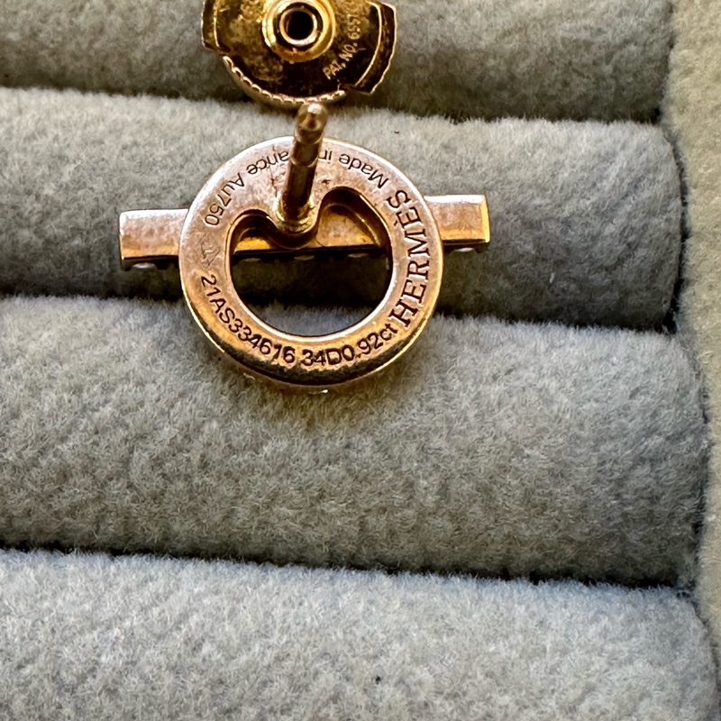 Hermès Finesse 小Q耳釘 玫瑰金滿-6