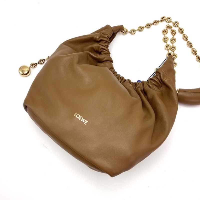 LOEWE橡木棕金扣squeeze 系列小號肩背包 24*29*10.5 98新配件塵袋購證-3