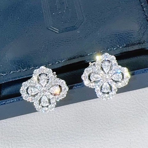 Harry Winston 海瑞溫斯頓 loop系列 鉑金滿鑽耳夾，大號款