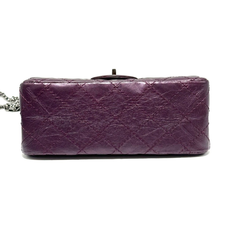 CHANEL 珠光紫銀扣2.55大mini肩背斜背包20*13*8 98新配件塵袋-3