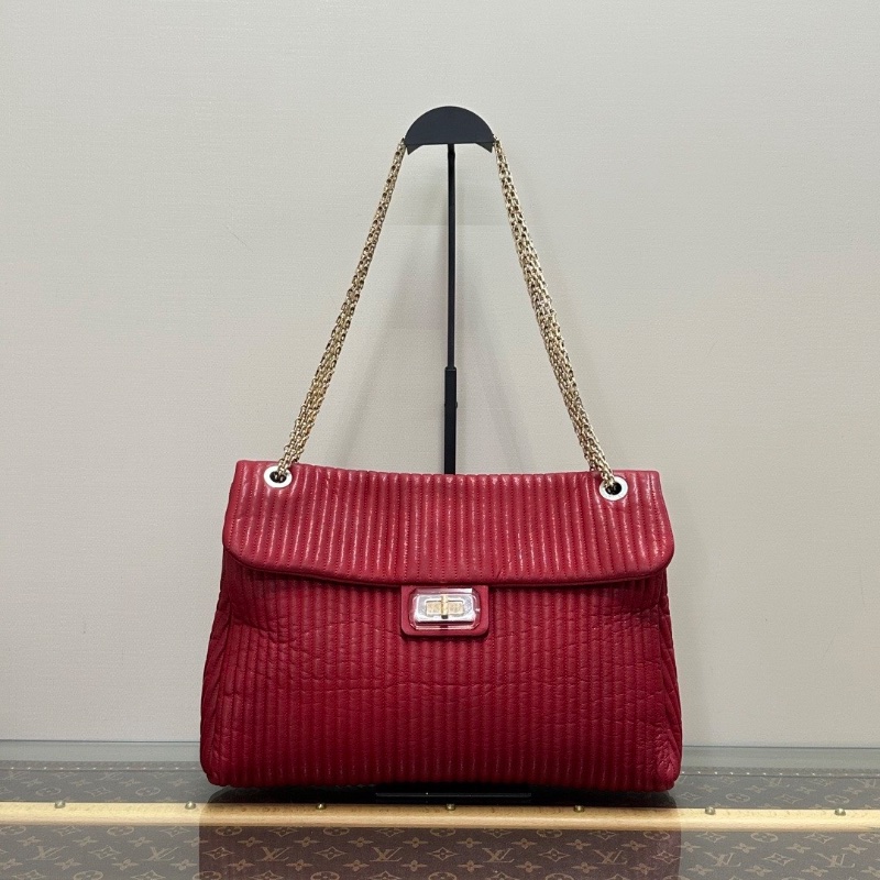 CHANEL 紅金2.55竪紋肩背斜背包36*25*8.5 98新配件塵袋-1