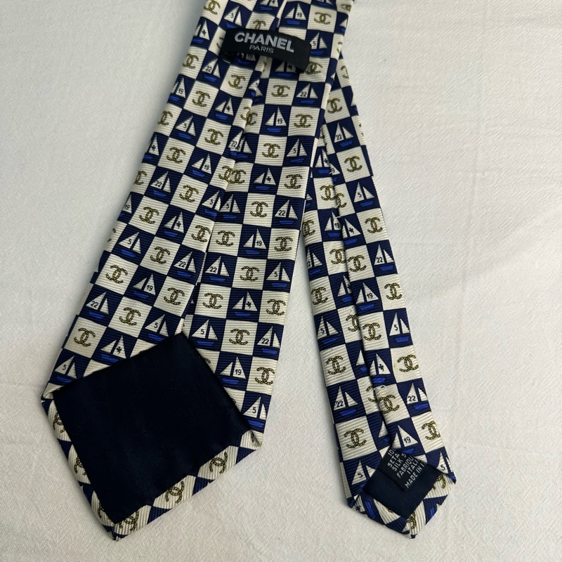 Chanel 帆船雙C 領帶 領結 絲綢 義大利製（中古）-2