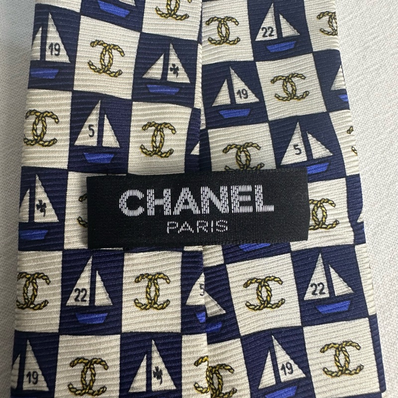 Chanel 帆船雙C 領帶 領結 絲綢 義大利製（中古）-3