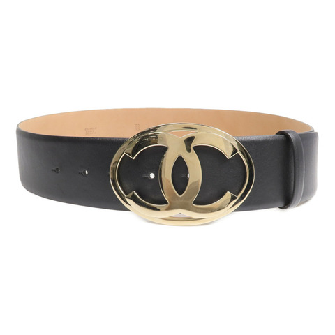 CHANEL 牛皮皮革Belt金扣皮帶