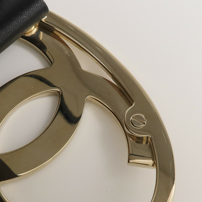 CHANEL 牛皮皮革Belt金扣皮帶-10
