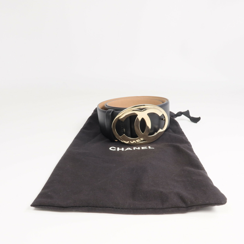 CHANEL 牛皮皮革Belt金扣皮帶-11