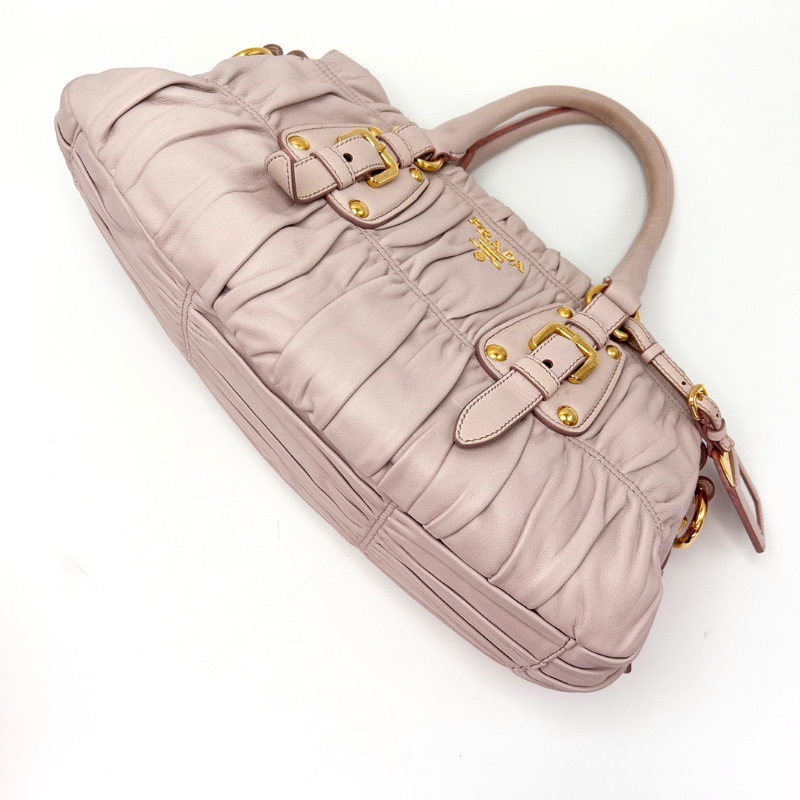 PRADA 粉色金標手提肩背包38*18*11 98新配件塵袋-3