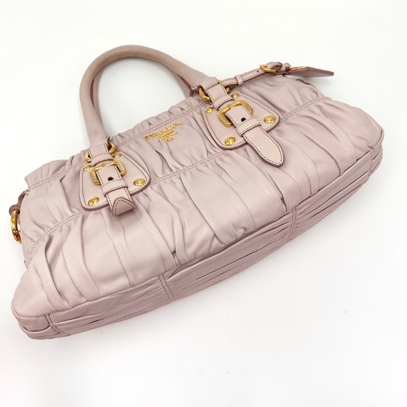 PRADA 粉色金標手提肩背包38*18*11 98新配件塵袋-5