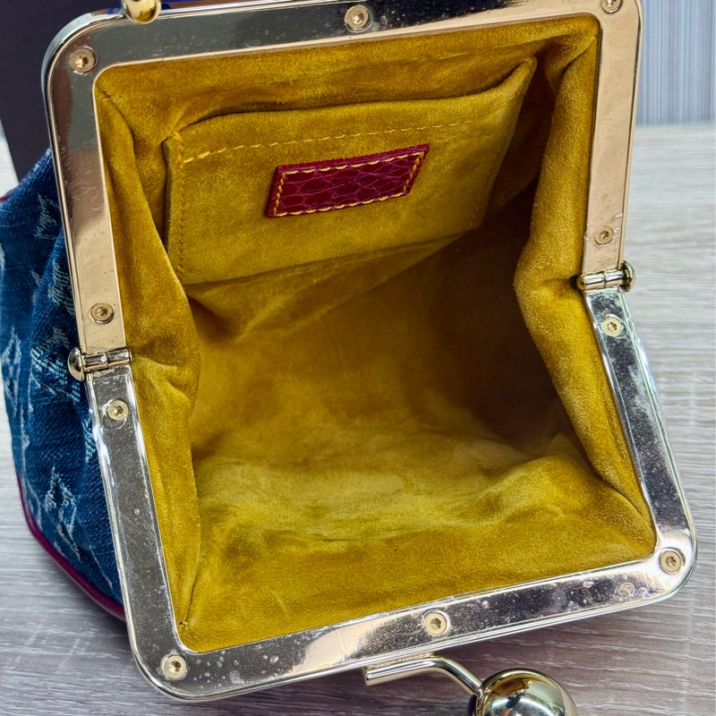 LV 2005年稀有限量丹寧牛仔蛙口鱷魚皮革是手提包-19