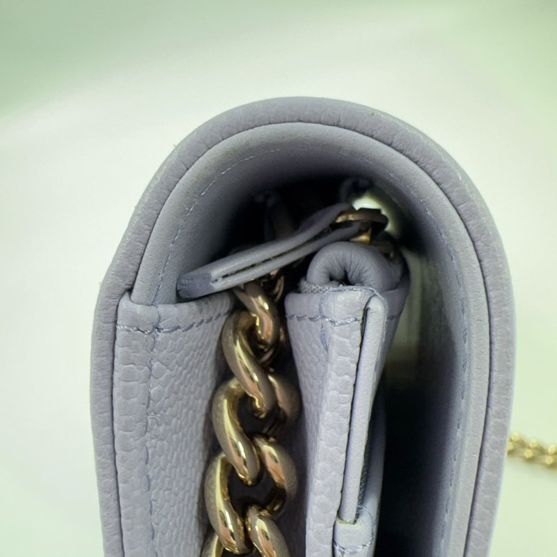 CHANEL薰衣草粉紫色荔枝牛皮淡金釦BOY WOC-14