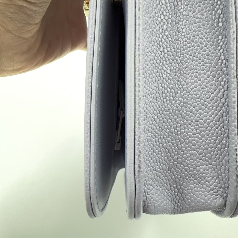 CHANEL薰衣草粉紫色荔枝牛皮淡金釦BOY WOC-18