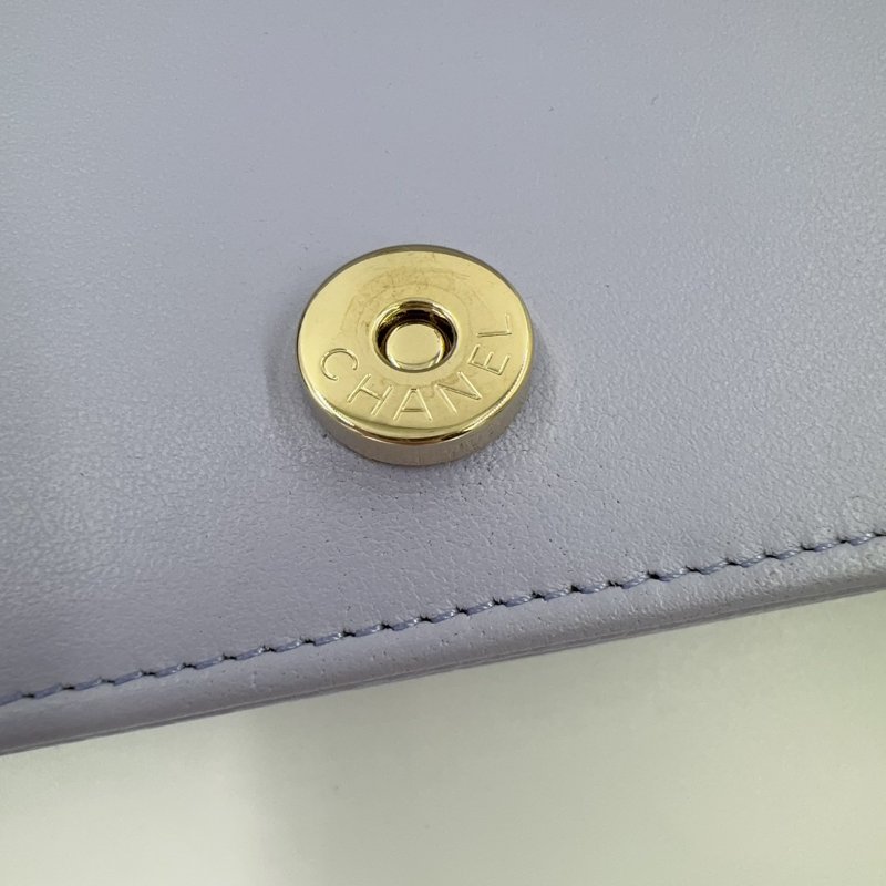 CHANEL薰衣草粉紫色荔枝牛皮淡金釦BOY WOC-25