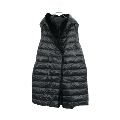 MAX MARA The Cube NOVEGI 雙面毛領長款羽絨背心 #I40 92960696 BK