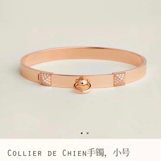 Hermes愛馬仕 Chien Collier de Chien 18K玫瑰金鑲鑽 CDC手鐲 ，SH 小號，2024 年購入-7