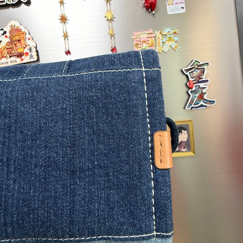 MJ 深淺藍丹寧布銀釦大號手提斜背托特包-7