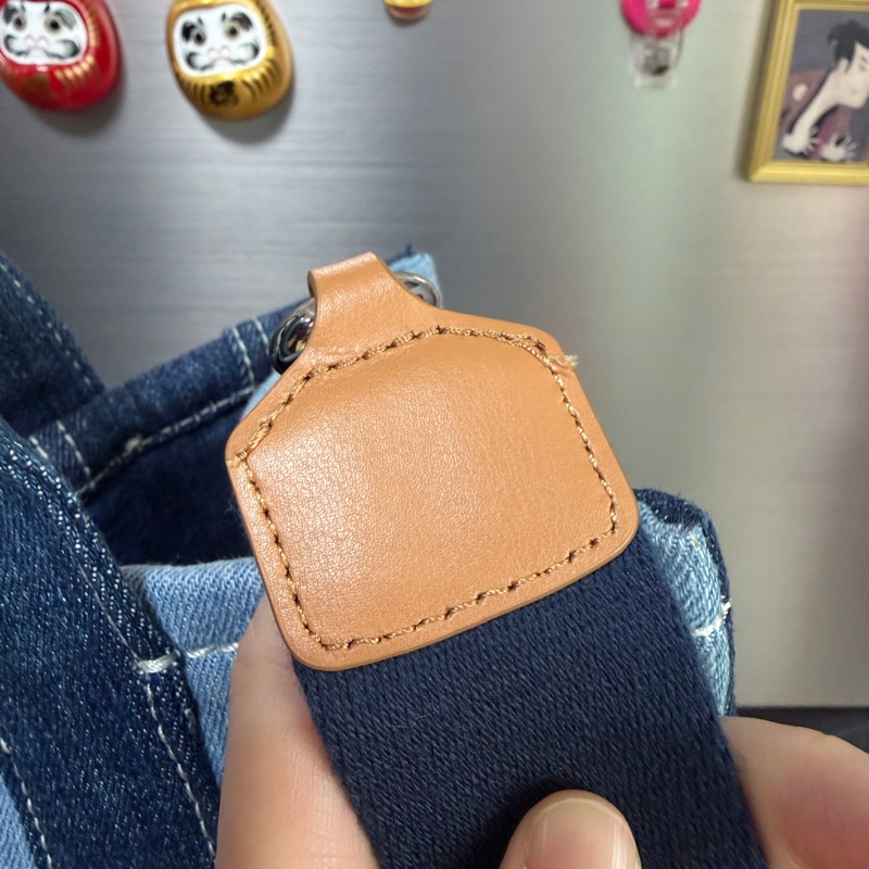 MJ 深淺藍丹寧布銀釦大號手提斜背托特包-16