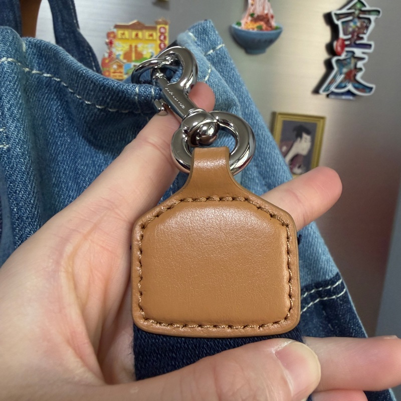 MJ 深淺藍丹寧布銀釦大號手提斜背托特包-17