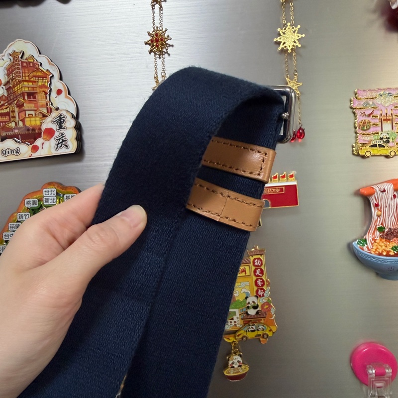 MJ 深淺藍丹寧布銀釦大號手提斜背托特包-19