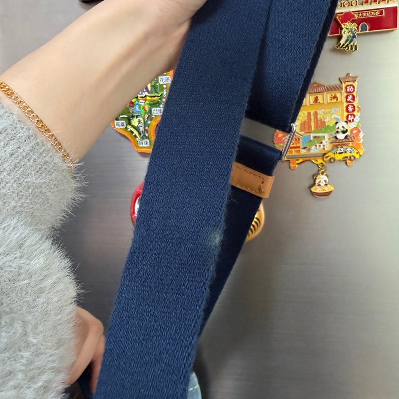 MJ 深淺藍丹寧布銀釦大號手提斜背托特包-20