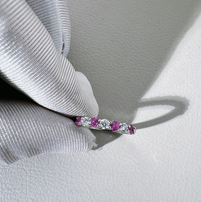 Tiffany 蒂芙尼  Embrace系列，粉色藍寶石鑲鑽戒指，50 號，經典款，仙氣十足-4