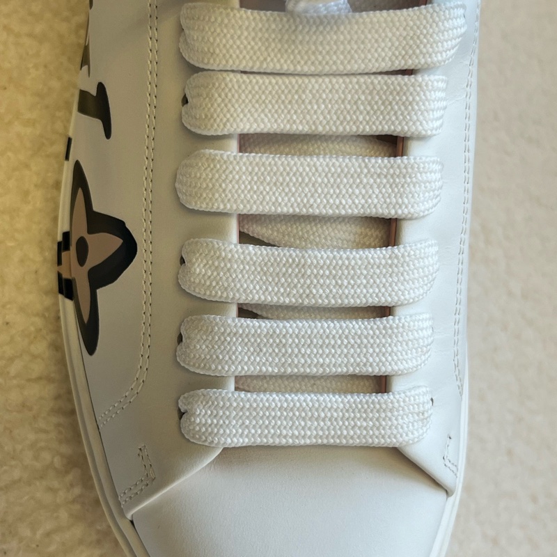 LV Time Out 小白鞋，38碼，白色 側邊logo印花設計，搭配豹紋內裡，時尚百搭。-3