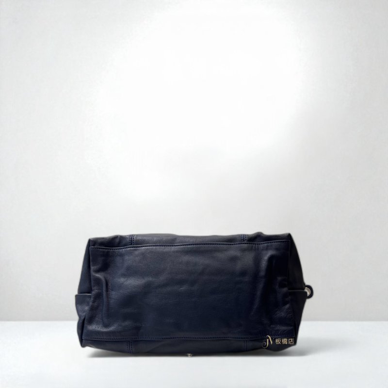 JY0365-Longchamp Le Pliage Cuir深藍色小羊皮手提肩背包-4