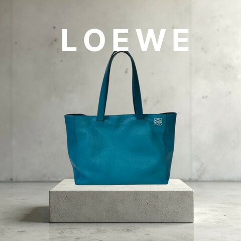✈️老闆出國不在‼️狂降甜價至4/5（原16800）㊣✨ LOEWE ✨羅威 土耳其藍 湖水藍  小牛皮 托特包 手提包/二手包/二手精品🌳二手樹屋🌳