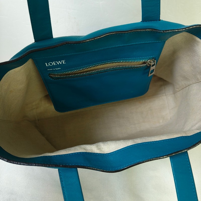 🫅女神購物節狂降（原$16800）‼️只到3/15⏰㊣✨ LOEWE ✨羅威 土耳其藍 湖水藍  小牛皮 托特包 手提包/二手包/二手精品🌳二手樹屋🌳-40