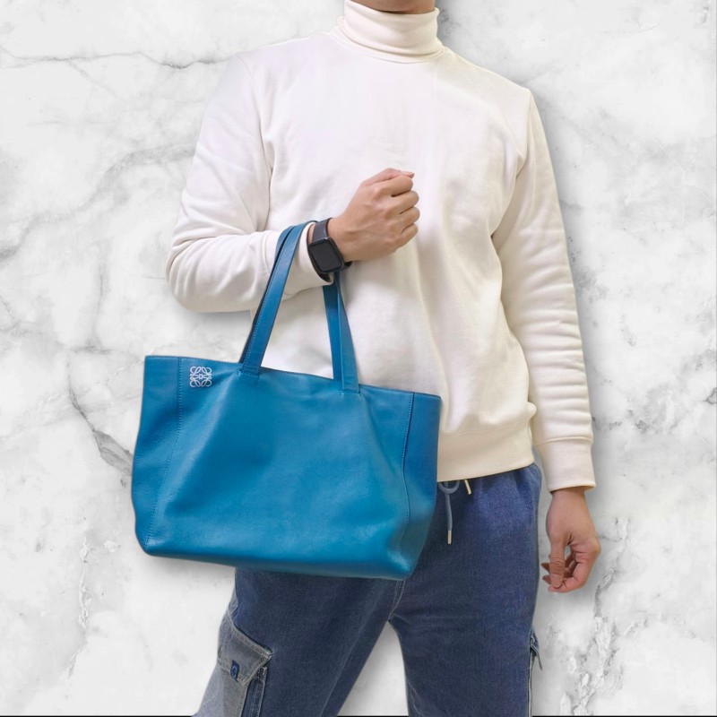 🫅女神購物節狂降（原$16800）‼️只到3/15⏰㊣✨ LOEWE ✨羅威 土耳其藍 湖水藍  小牛皮 托特包 手提包/二手包/二手精品🌳二手樹屋🌳-56