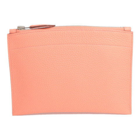 HERMES Togo皮革Bazar Pouch PM銀扣手拿包Flamingo