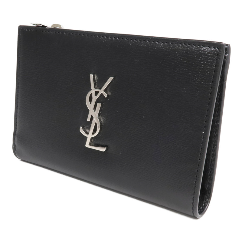 SAINT LAURENT 牛皮皮革Bi-fold Wallet銀扣錢包-2